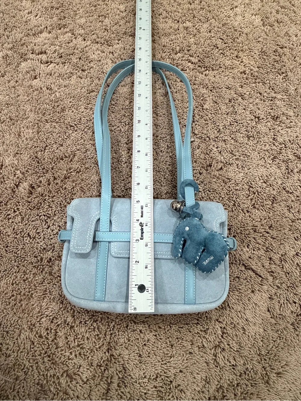 New muva Light Blue faux Suede Top-Handle Bag satchel + charm
